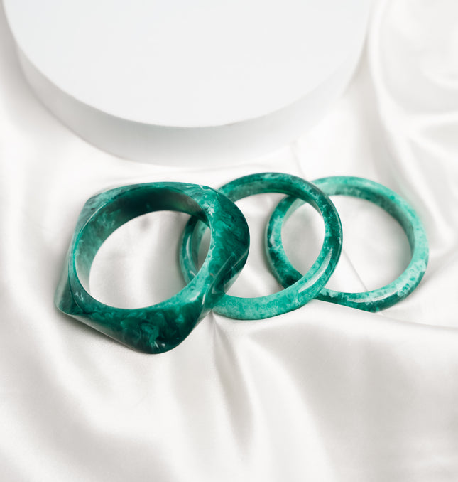 Aqua Marble Sculpt Bangle Set