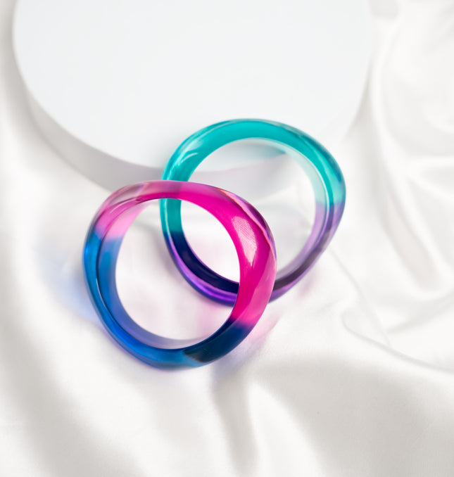 Chromatic Swirl Resin Bangles