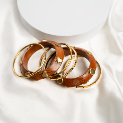 Golden Heartwood Bangle Set