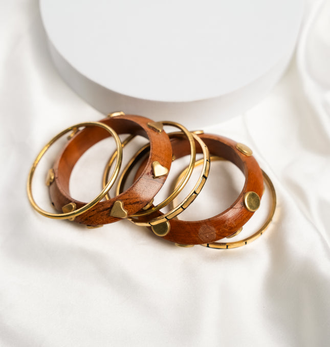 Golden Heartwood Bangle Set