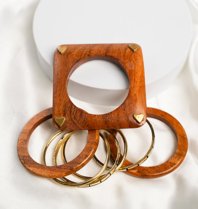 Desert Glow Wooden Bangles