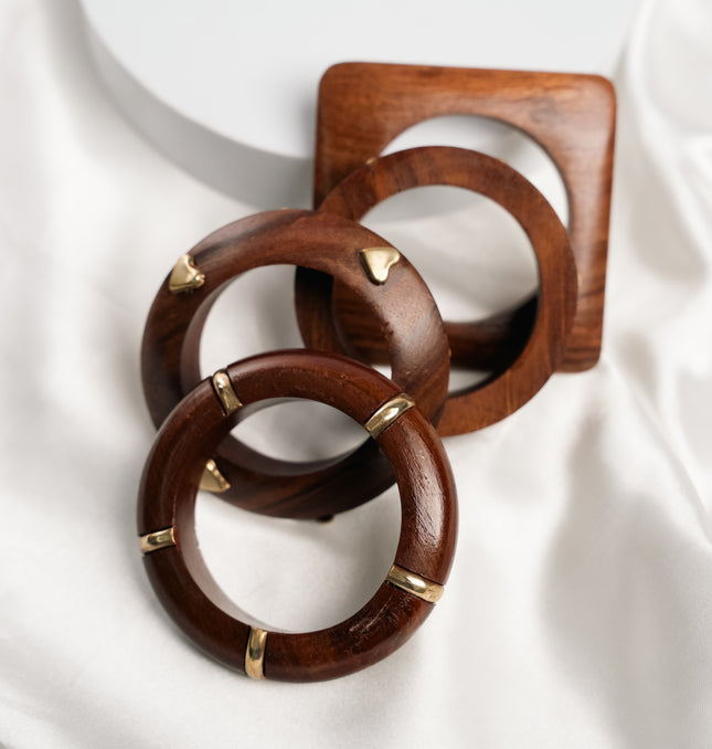 Rustic Aura Wooden Bangle Set