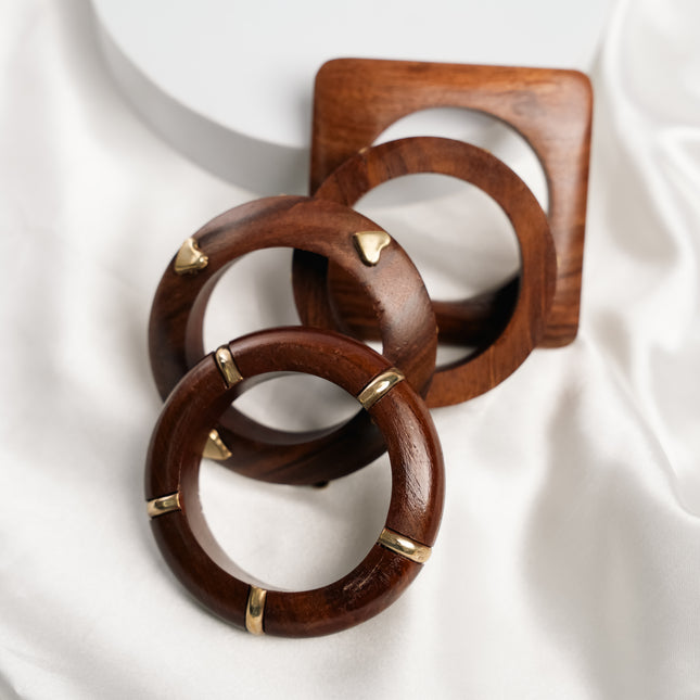 Rustic Aura Wooden Bangle Set