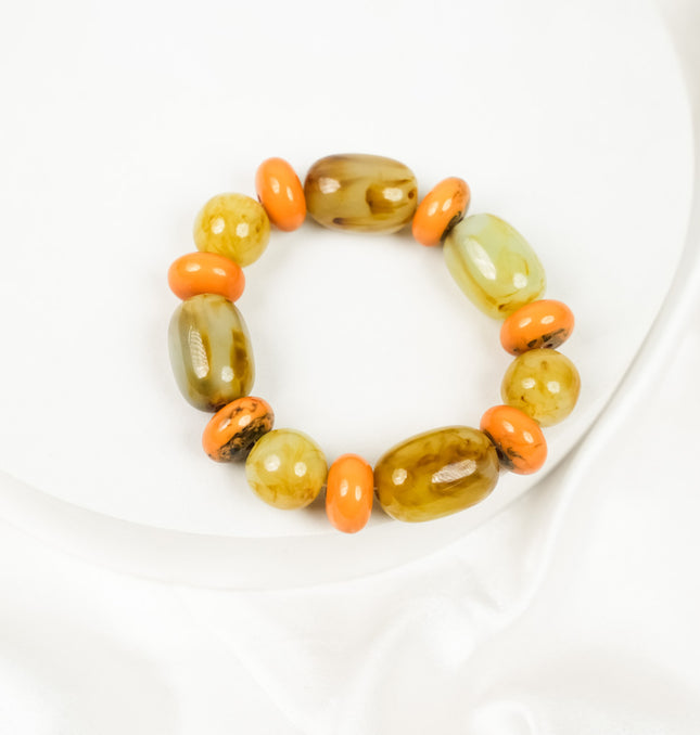 Citrus Bloom Resin Beaded Bracelet