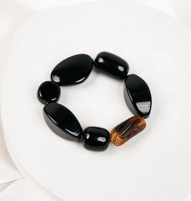 Amber Noir Resin Beaded Bracelet