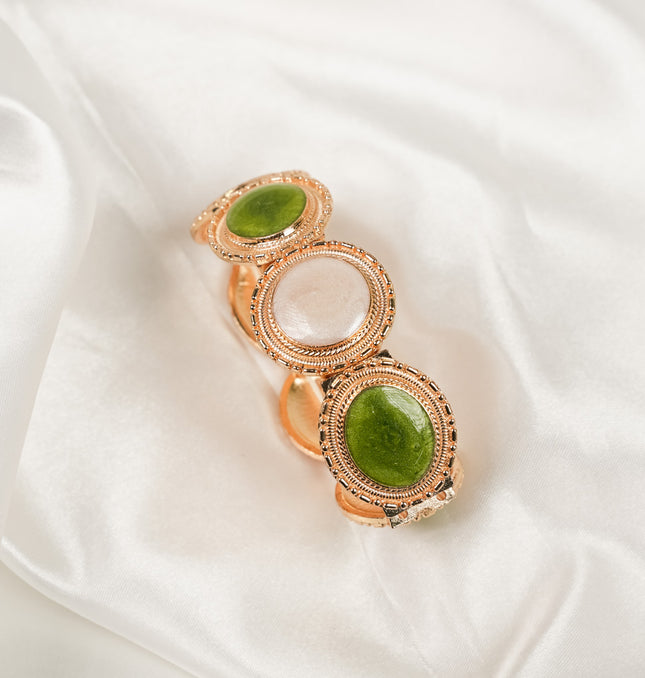 Verdant Harmony Gemstone Cuff Bracelet