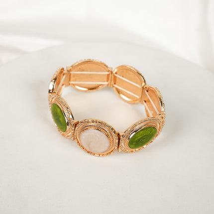 Verdant Harmony Gemstone Cuff Bracelet