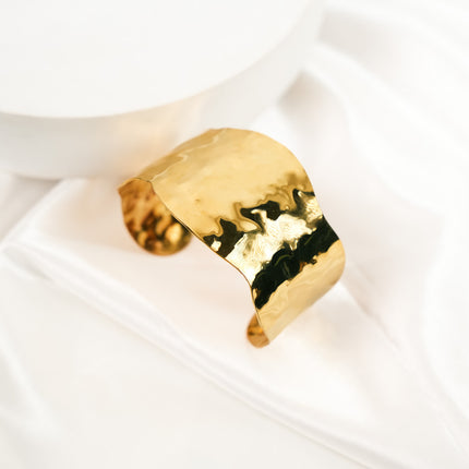 Molten Gold Statement Cuff Bracelet - Hashtack