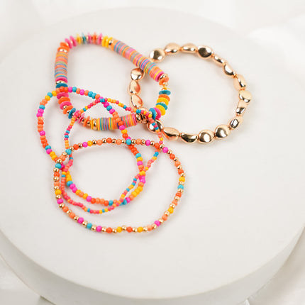 Multi- Set Of 5 Bohemian Bead layer Bracelet