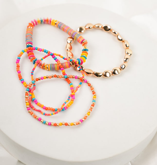 Multi- Set Of 5 Bohemian Bead layer Bracelet