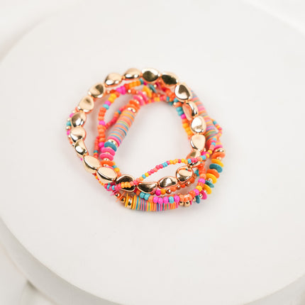 Multi- Set Of 5 Bohemian Bead layer Bracelet