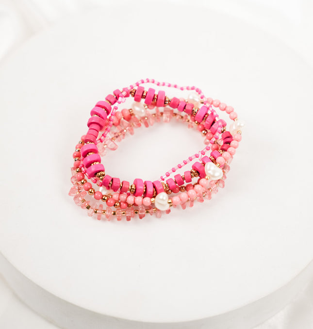 Blush Pink Stackable Bracelet Set - Hashtack