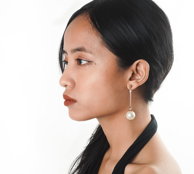 Sleek Pearl Drop Earrings