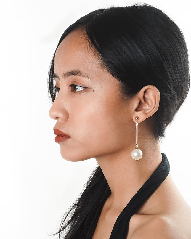 Sleek Pearl Drop Earrings