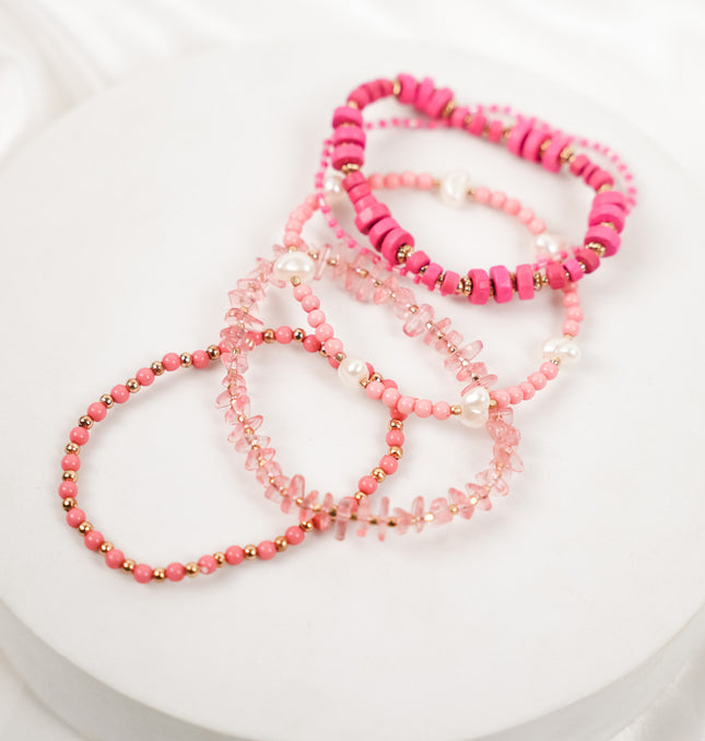 Blush Pink Stackable Bracelet Set - Hashtack