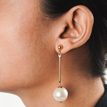 Sleek Pearl Drop Earrings