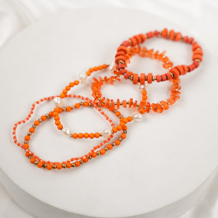 Sunset Pearl Stackable Bracelet Set - Hashtack