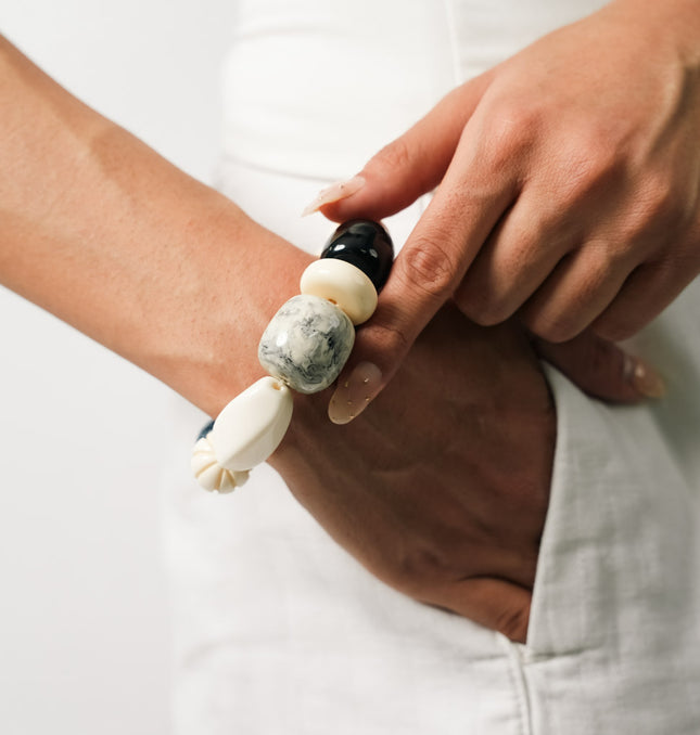Monochrome Statement Beaded Bracelet