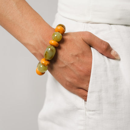 Citrus Bloom Resin Beaded Bracelet