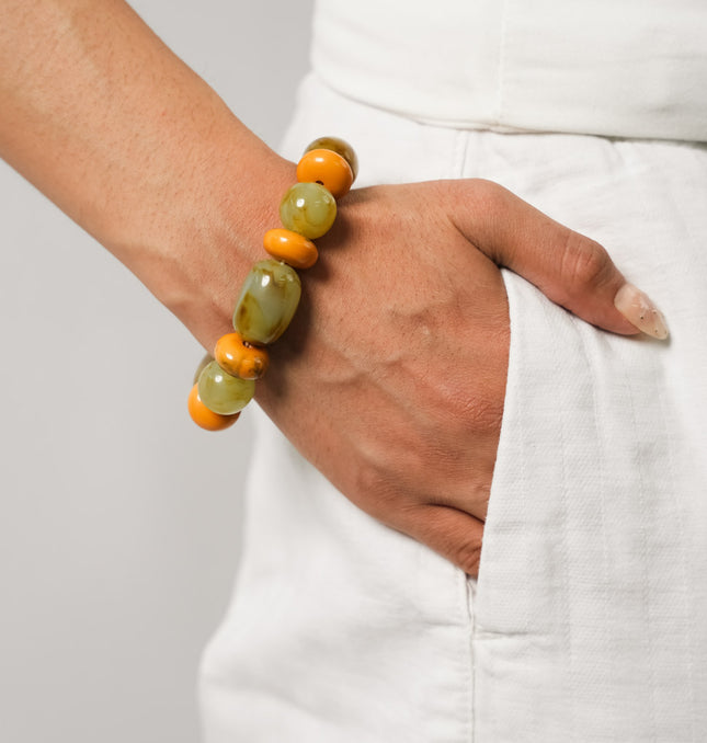 Citrus Bloom Resin Beaded Bracelet