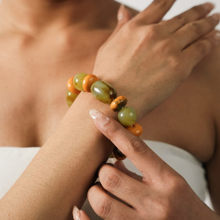 Citrus Bloom Resin Beaded Bracelet