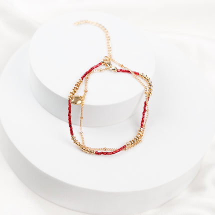 Ruby Wave Anklet