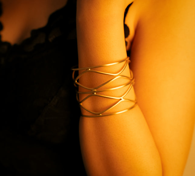 Golden Wave Brass Adjustable Cuff