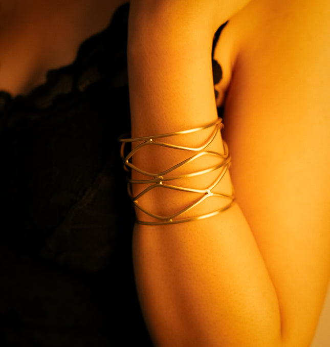Golden Wave Brass Adjustable Cuff