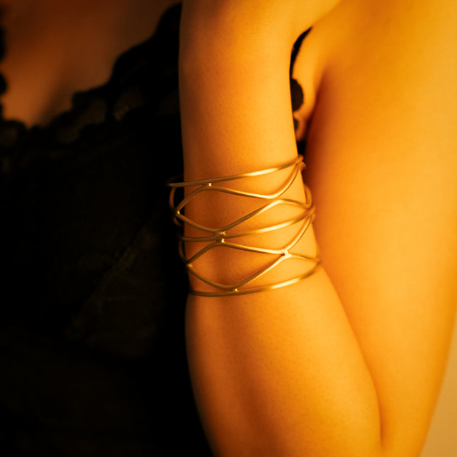 Golden Wave Brass Adjustable Cuff