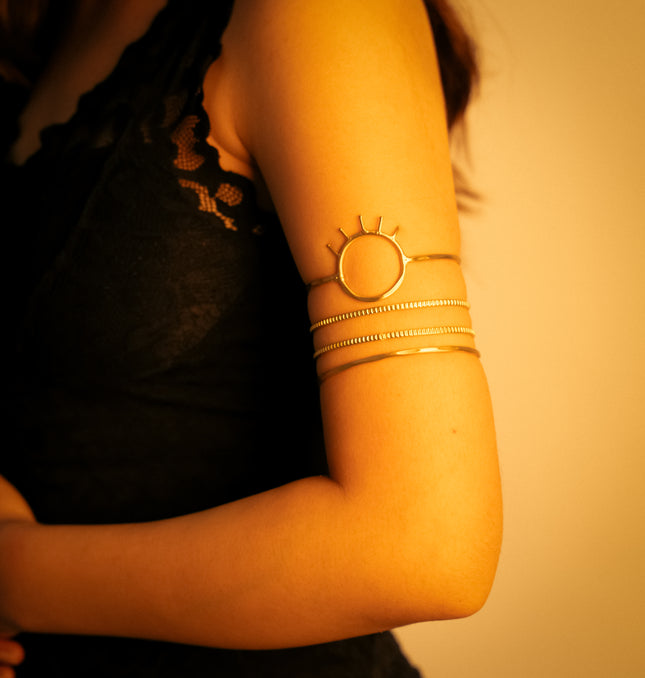 Golden Sunray Open Brass Adjustable Cuff