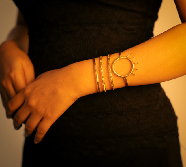Golden Sunray Open Brass Adjustable Cuff
