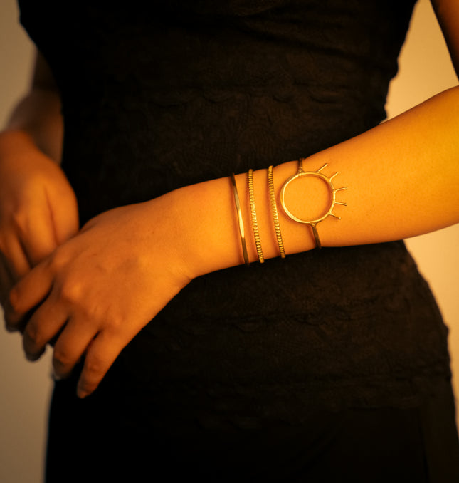 Golden Sunray Open Brass Adjustable Cuff