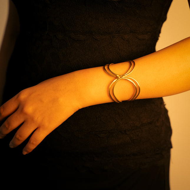 Infinity Touch Brass Adjustable Cuff