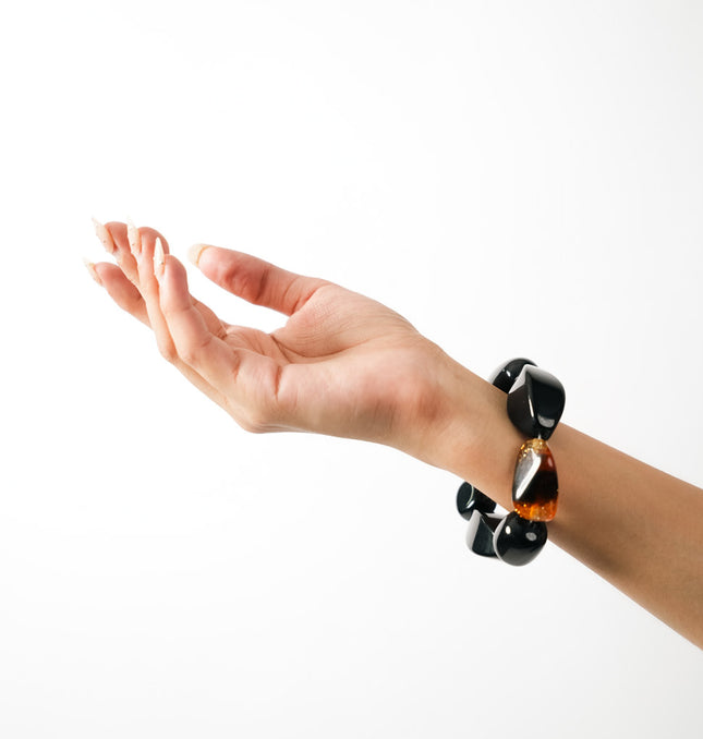Amber Noir Resin Beaded Bracelet