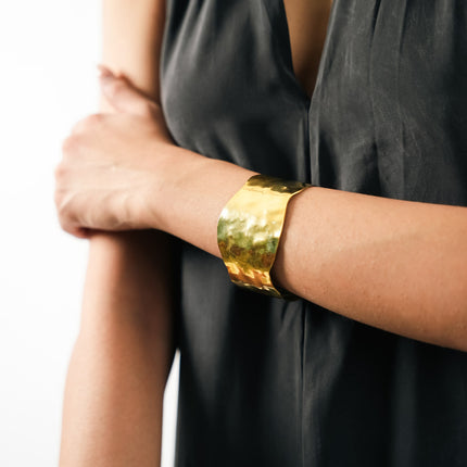 Molten Gold Statement Cuff Bracelet - Hashtack