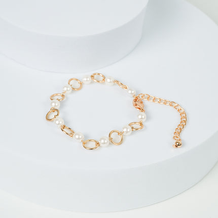 Ring Connection Pearl Bracelet