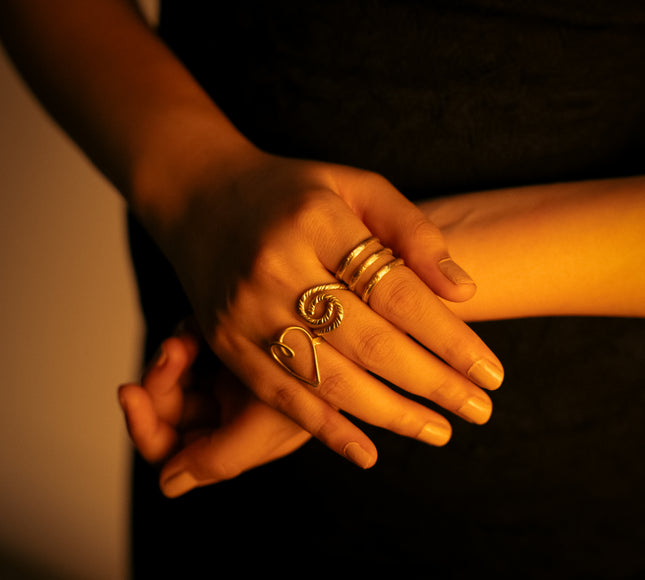 Refined Trio Brass Rings- Set of 3