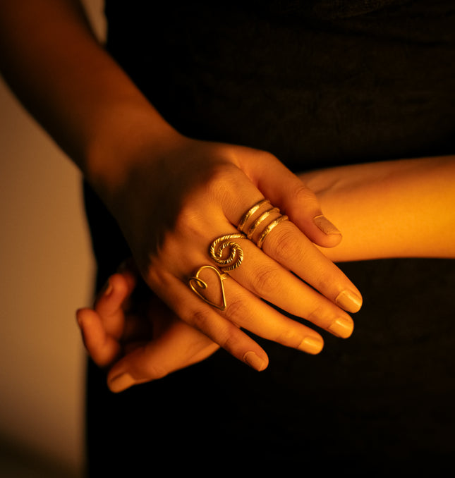 Refined Trio Brass Rings- Set of 3