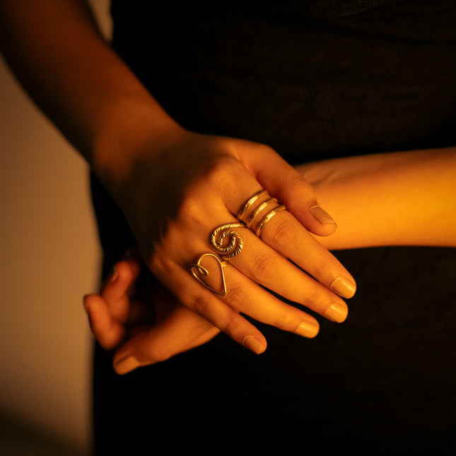 Refined Trio Brass Rings- Set of 3