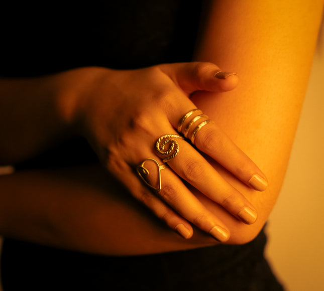 Refined Trio Brass Rings- Set of 3