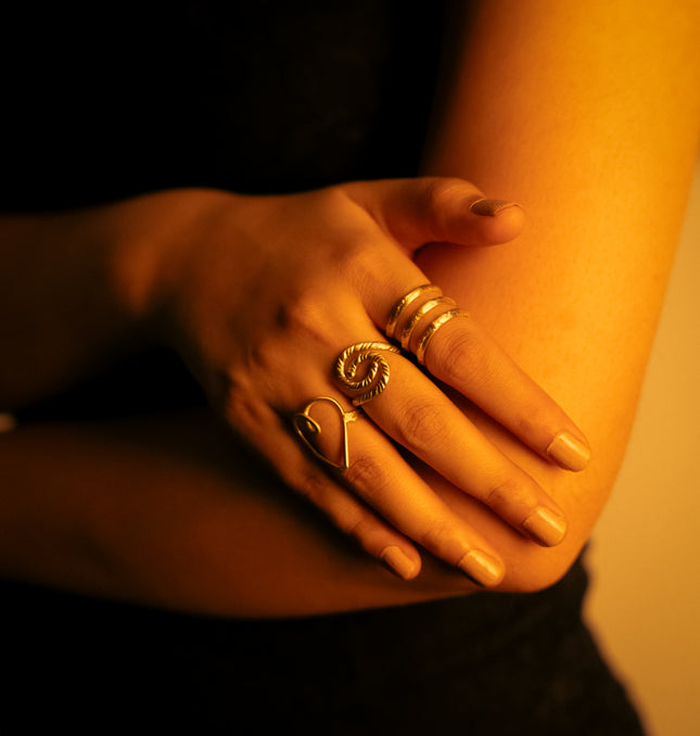 Refined Trio Brass Rings- Set of 3