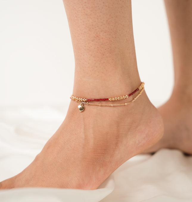 Ruby Wave Anklet