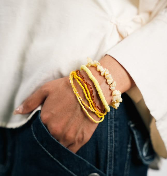 Sunlit Pearl Multi-Layer Stackable Bracelet Set