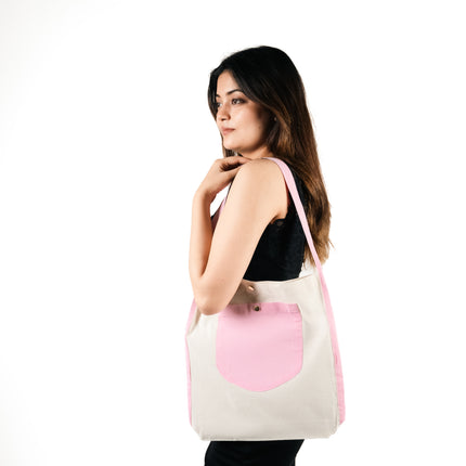 Baby pink Bold Pocket Canvas Tote Bag