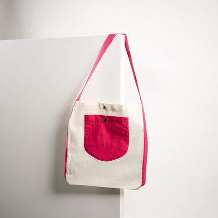 Hot Pink Bold Pocket Canvas Tote Bag