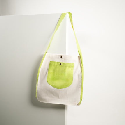 Lime Green Bold Pocket Canvas Tote Bag