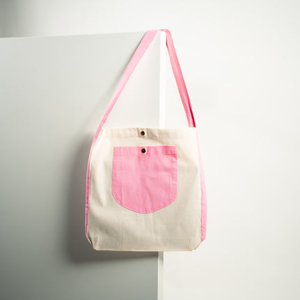 Baby pink Bold Pocket Canvas Tote Bag