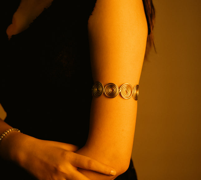 Luna Coil Adjustable Brass Cuff