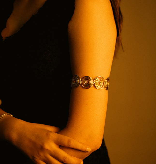 Luna Coil Adjustable Brass Cuff