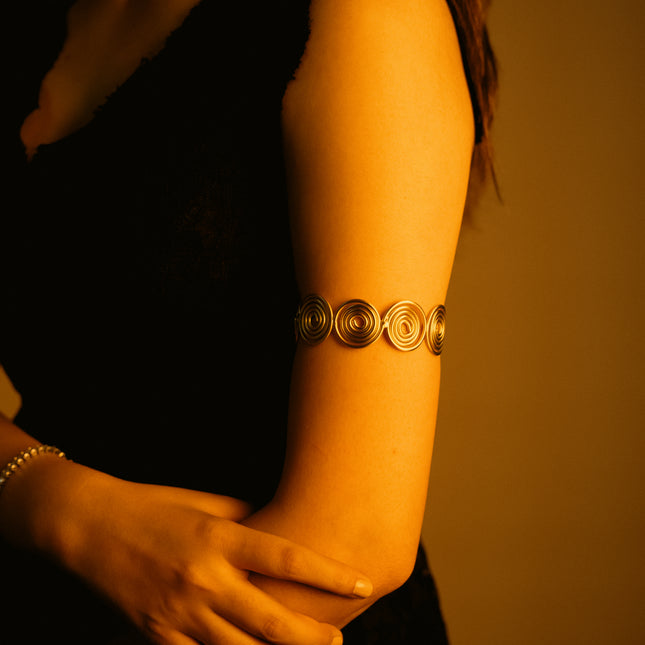 Luna Coil Adjustable Brass Cuff